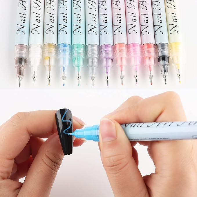🎨✨ Set de Bolígrafos Nail Art Impermeables – 12 Colores 💅🌈
