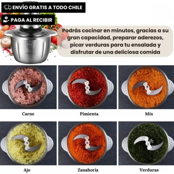 👩🏻🍳MoliChef™ - Molino Picadora Eléctrico de 2 Litros en Acero Inoxidable💪