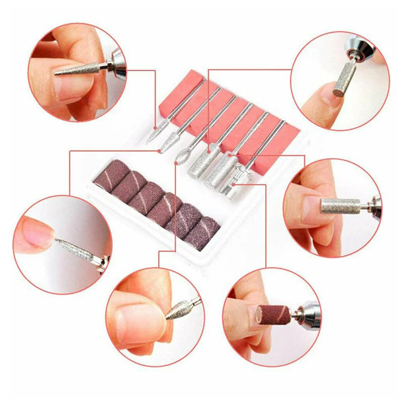 💅👣 Pulidor De Uñas Con Cable Usb, 12 Puntas Alta Precisión 🎯