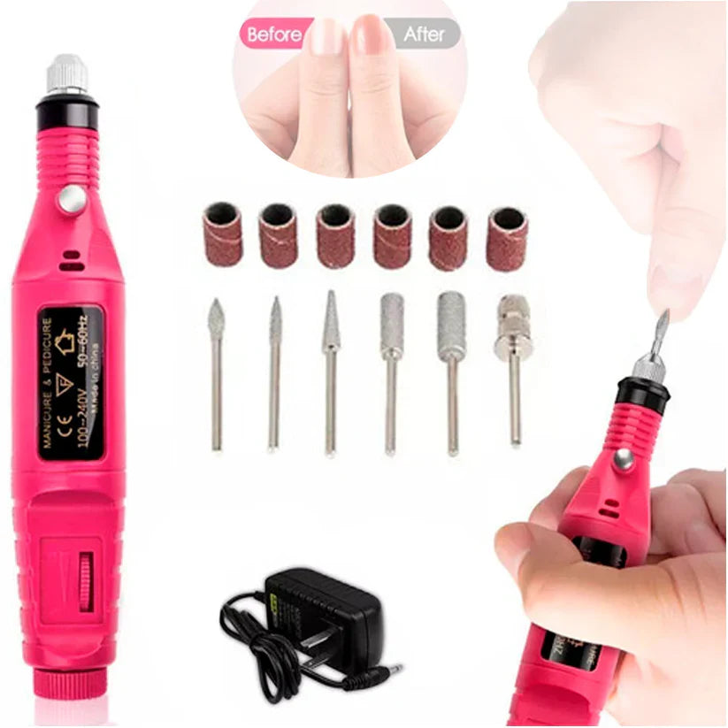 💅👣 Pulidor De Uñas Con Cable Usb, 12 Puntas Alta Precisión 🎯