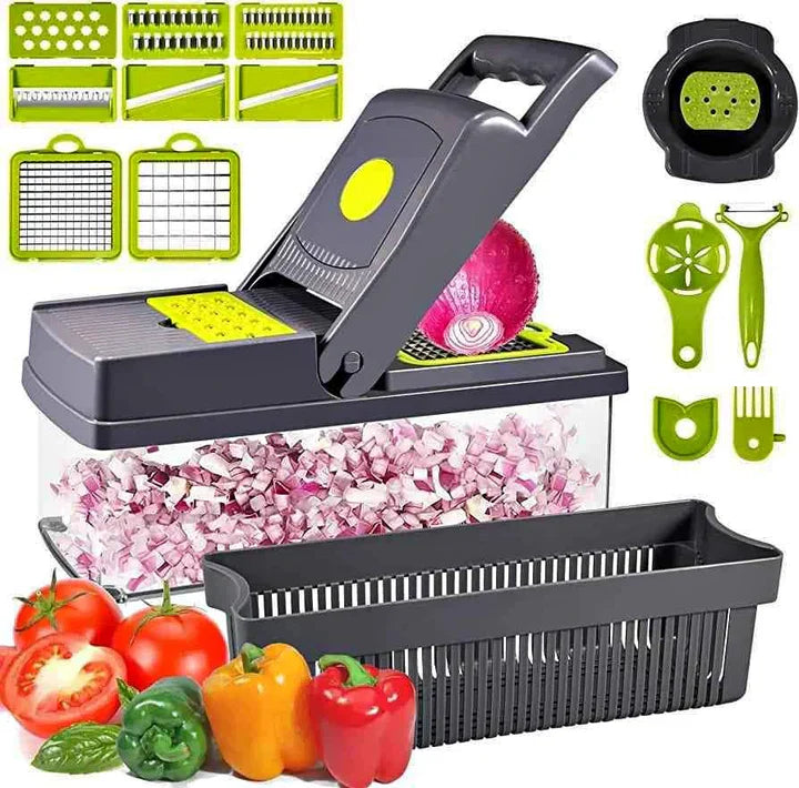 Rallador Picador 16 en 1🥕🔪 ¡Corta, Ralla y Cocina Como un Chef! 🍅🥒