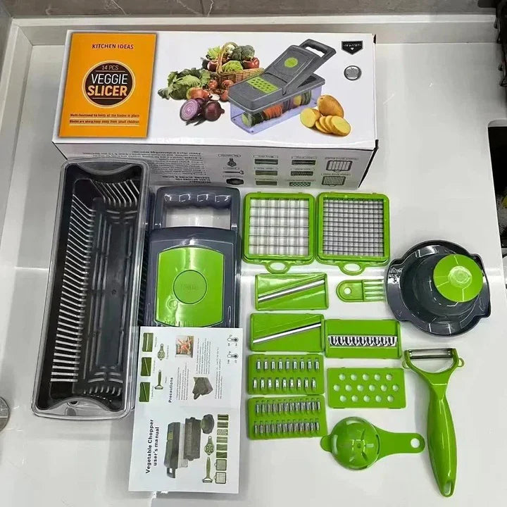 Rallador Picador 16 en 1🥕🔪 ¡Corta, Ralla y Cocina Como un Chef! 🍅🥒