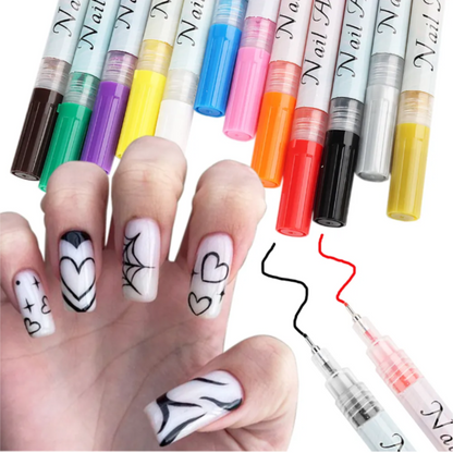 🎨✨ Set de Bolígrafos Nail Art Impermeables – 12 Colores 💅🌈