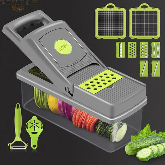 Rallador Picador 16 en 1🥕🔪 ¡Corta, Ralla y Cocina Como un Chef! 🍅🥒