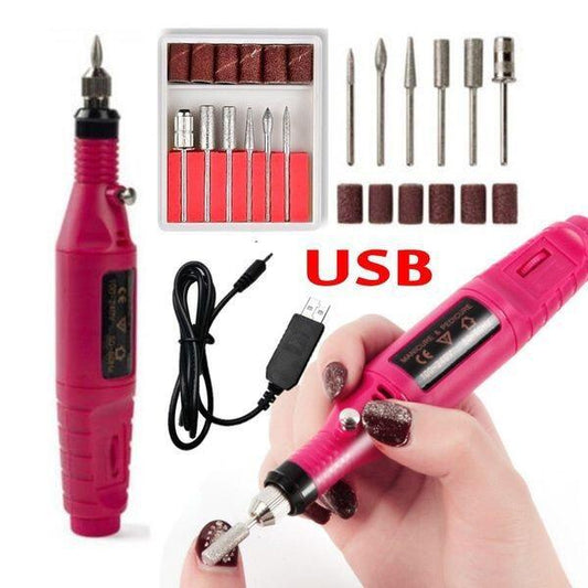 💅👣 Pulidor De Uñas Con Cable Usb, 12 Puntas Alta Precisión 🎯